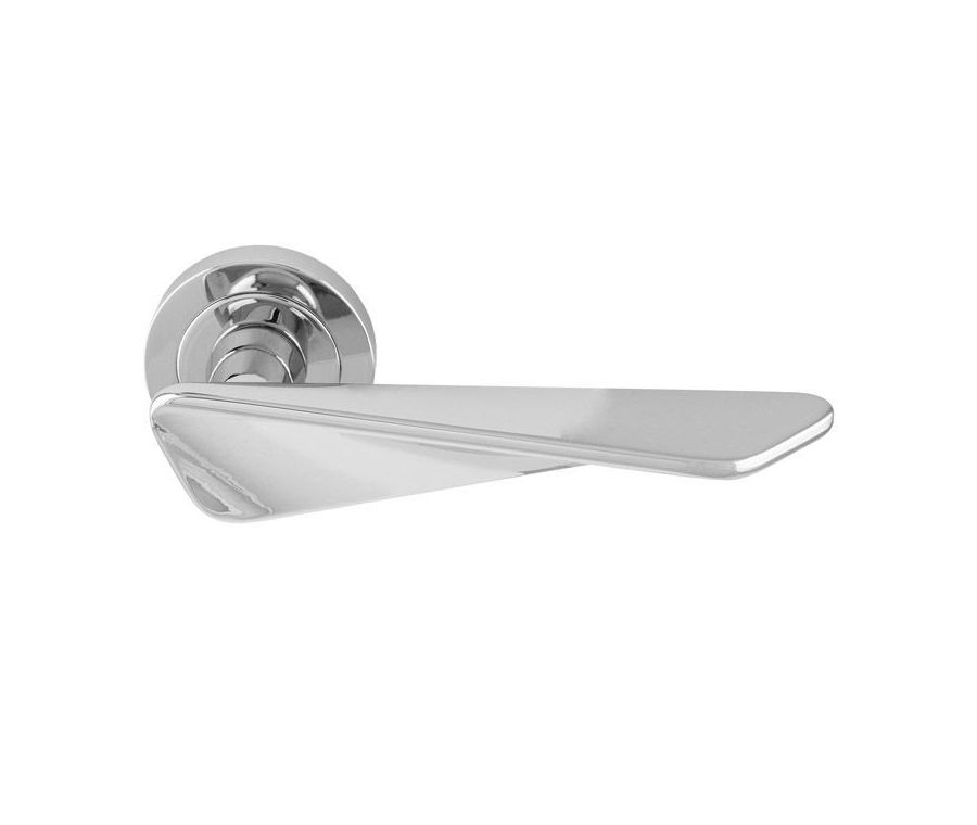 Set Manital Polished Chrome Intona Lever Furniture on round rose | IN5CP