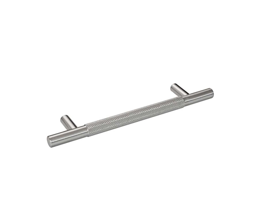 Satin Nickel Knurled T Bar Pull Handle - 128mm c/c