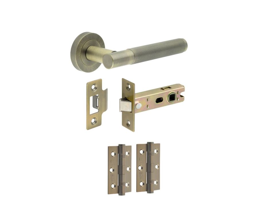 Antique Brass Chelsea Door Handle Set