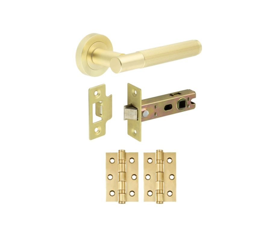 Satin Brass Chelsea Door Handle Set