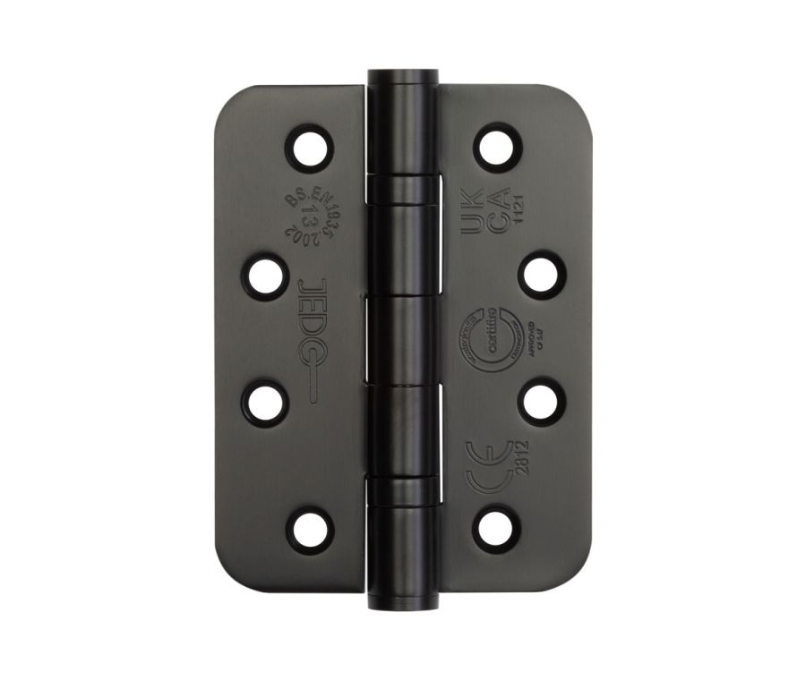 Pair Matt Black 102x76x3mm Grade 13 ball bearing hinge - Radius | J9500RMB