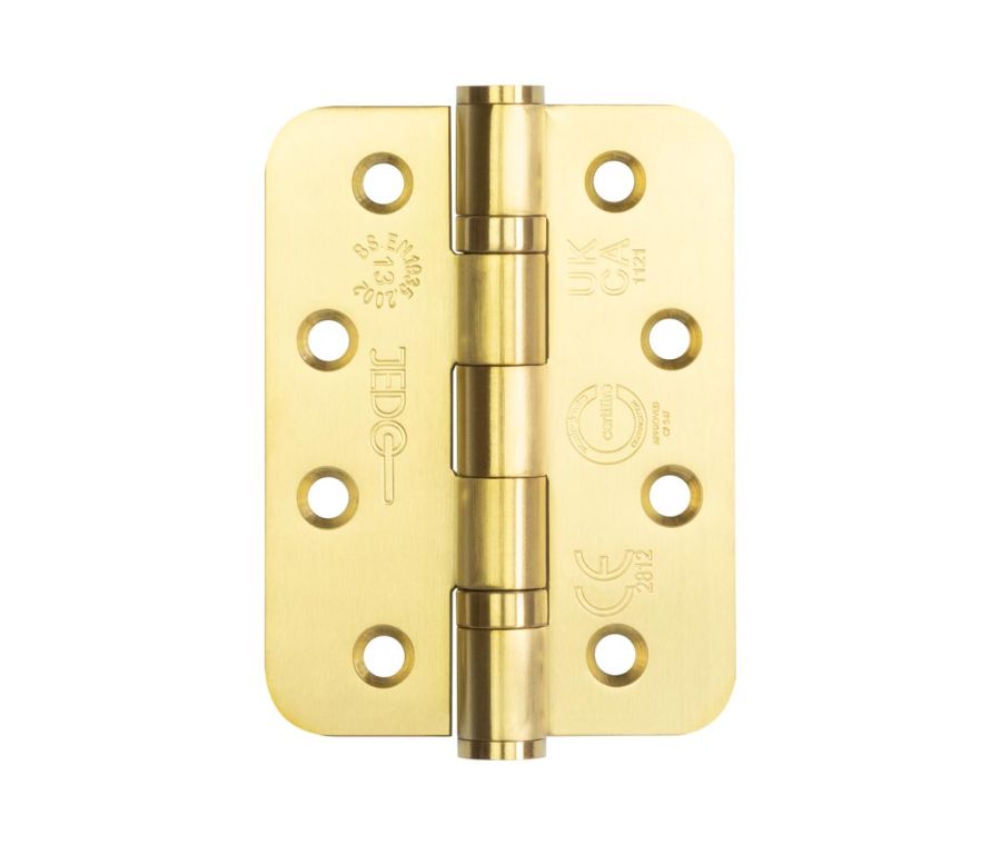 Pair Satin Brass 102x76x3mm Grade 13 ball bearing hinge - Radius | J9500RSB