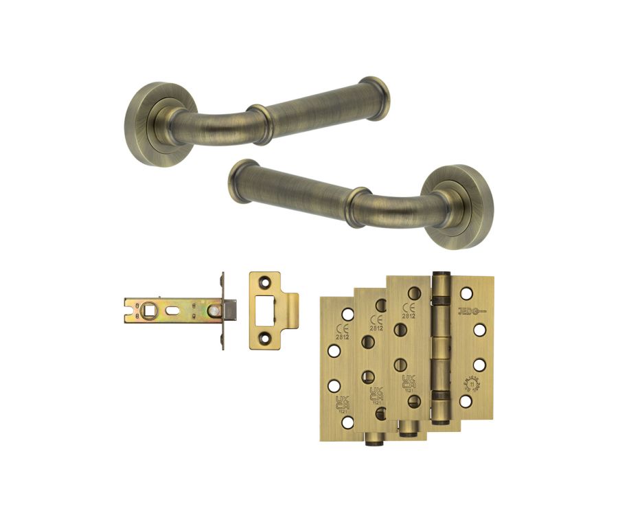 Jedo Antique Brass Classic Door Handle Pack | Internal Doors |  JE-A3A-AB