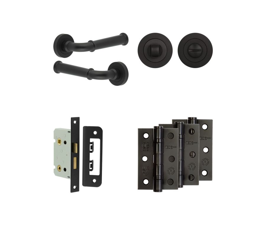 Jedo Black Classic Door Handle Pack | Bathroom |  JE-A5B3-MB