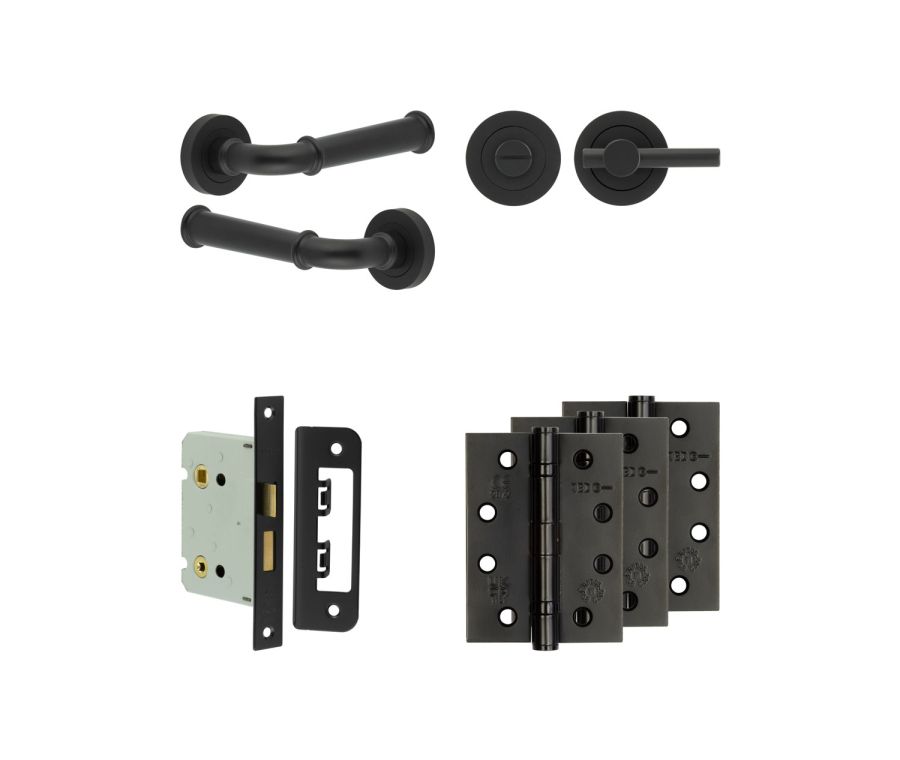 Jedo Black Classic Door Handle Pack | Bathroom |  JE-A6A2-MB