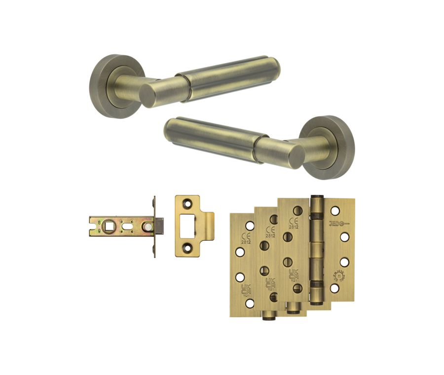 Jedo Antique Brass Bloom Door Handle Pack | Internal Doors |  JE-B1A-AB