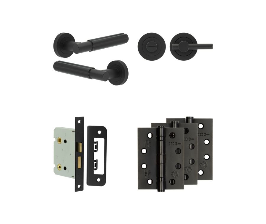 Jedo Black Bloom Door Handle Pack | Bathroom |  JE-B6A2-MB