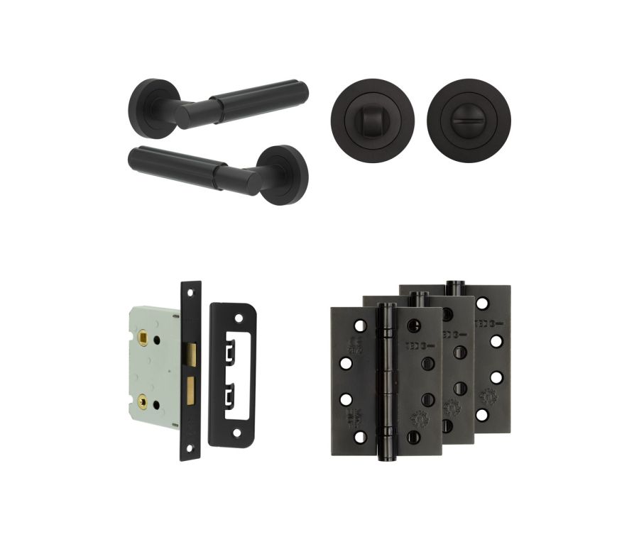 Jedo Black Bloom Door Handle Pack | Bathroom |  JE-B6A3-MB