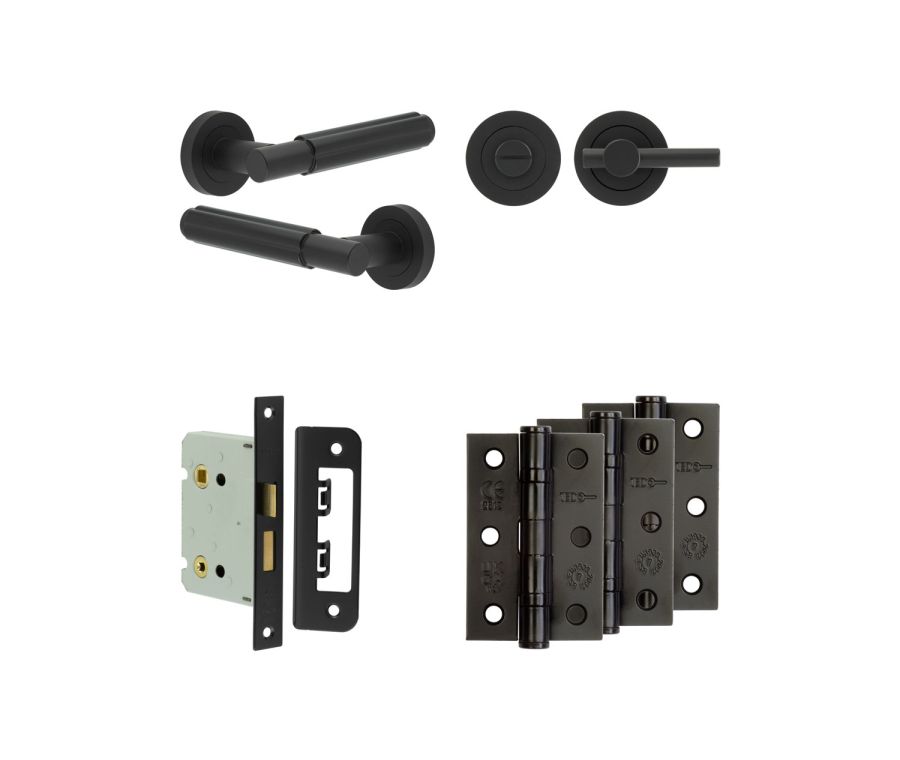 Jedo Black Bloom Door Handle Pack | Bathroom |  JE-B6B2-MB