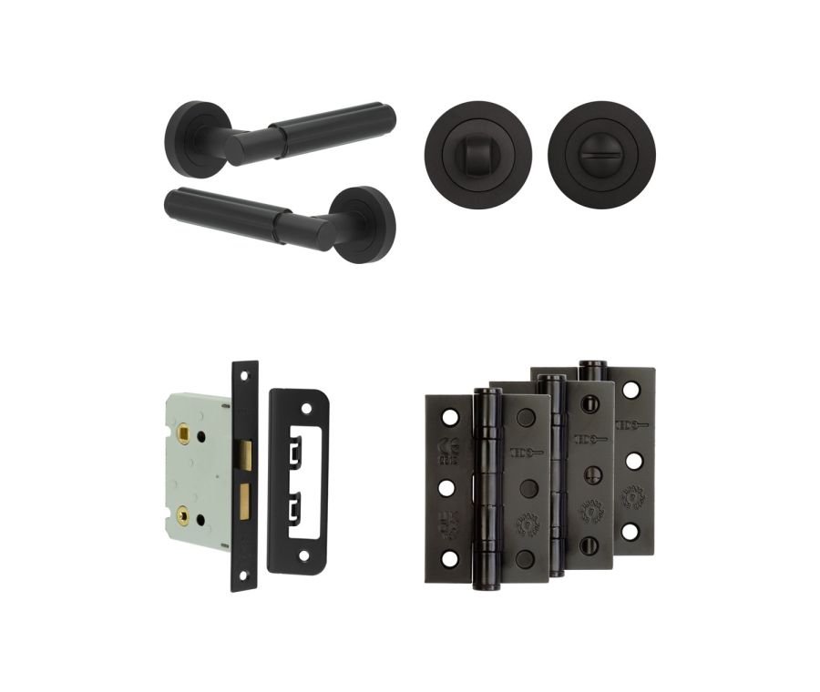 Jedo Black Bloom Door Handle Pack | Bathroom |  JE-B6B3-MB