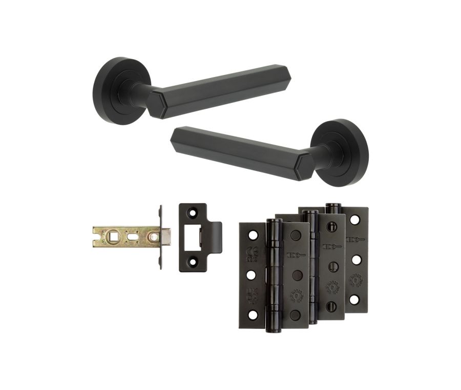 Jedo Black Hex Door Handle Pack | Internal Doors |   JE-C2B-MB