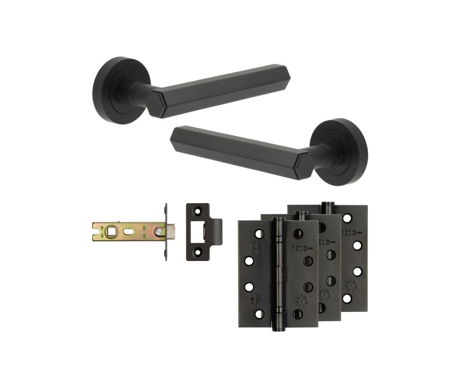 Jedo Black Hex Door Handle Pack | Internal Doors |   JE-C4A-MB