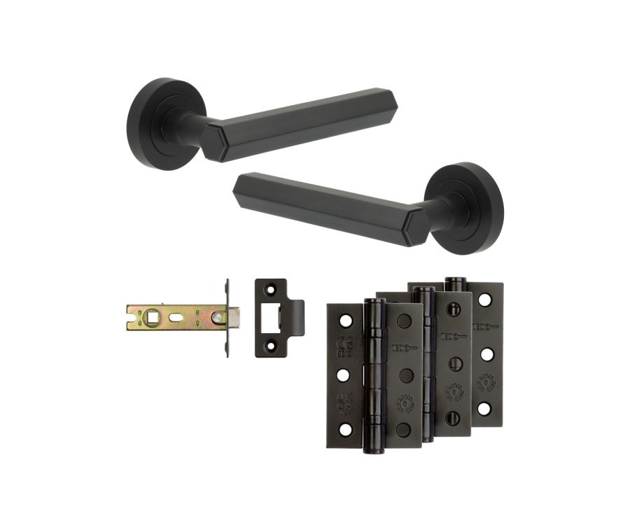 Jedo Black Hex Door Handle Pack | Internal Doors |   JE-C4B-MB