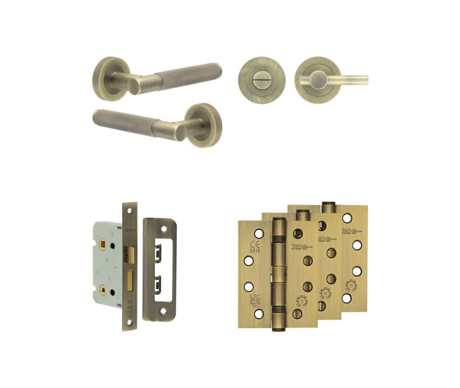 Jedo Antique Brass Bari Door Handle Pack | Bathroom |  JE-D5A2-AB