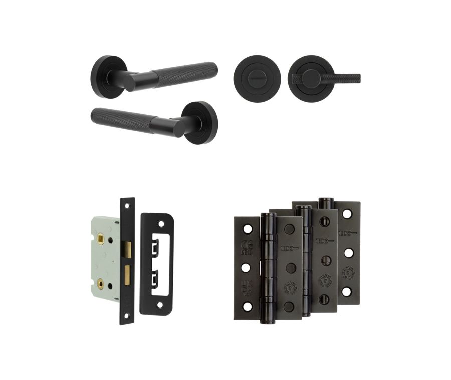 Jedo Black Bari Door Handle Pack | Bathroom |  JE-D5B1-MB