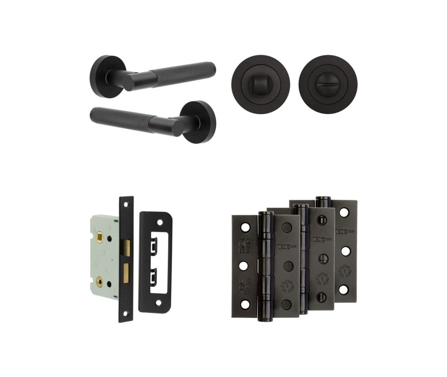 Jedo Black Bari Door Handle Pack | Bathroom |  JE-D5B3-MB