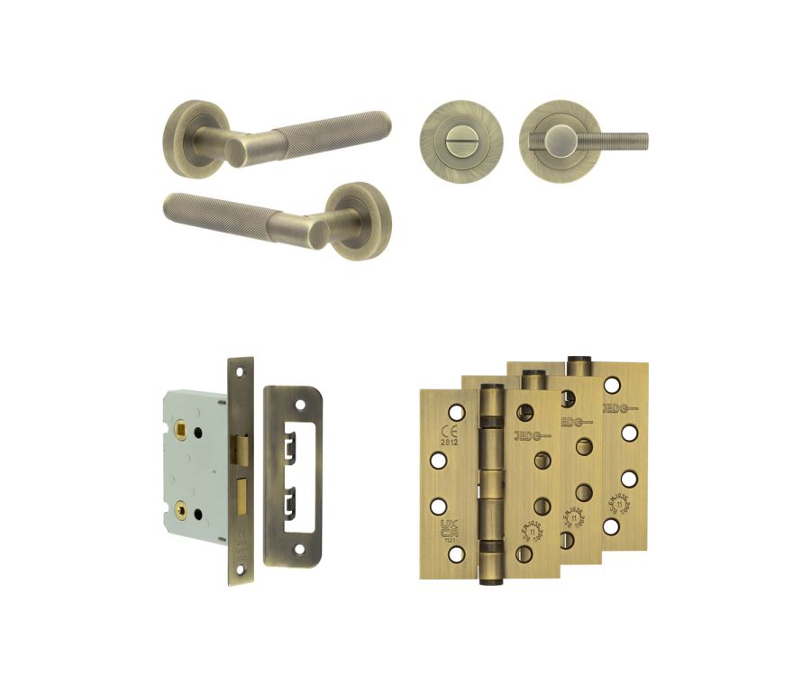 Jedo Antique Brass Bari Door Handle Pack | Bathroom |  JE-D6A1-AB