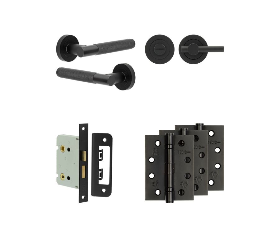 Jedo Black Bari Door Handle Pack | Bathroom |  JE-D6A2-MB
