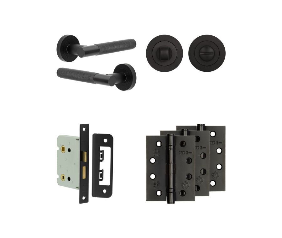 Jedo Black Bari Door Handle Pack | Bathroom |  JE-D6A3-MB