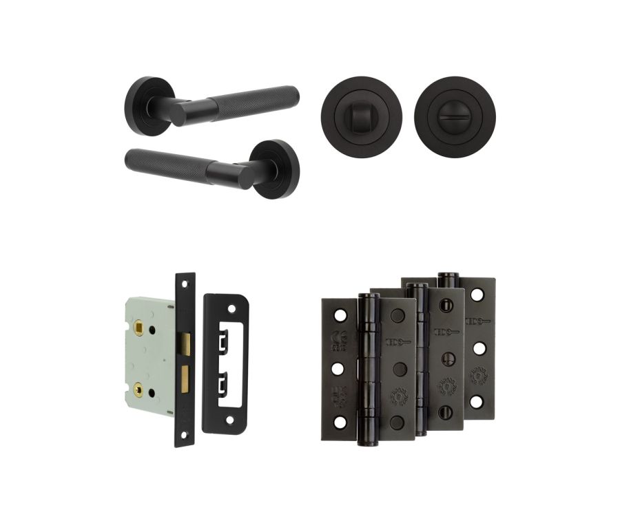 Jedo Black Bari Door Handle Pack | Bathroom |  JE-D6B3-MB