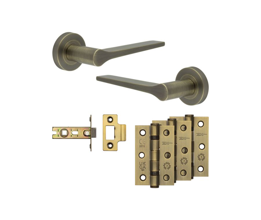 Jedo Antique Brass Gio Door Handle Pack | Internal Doors |   JE-E1B-AB