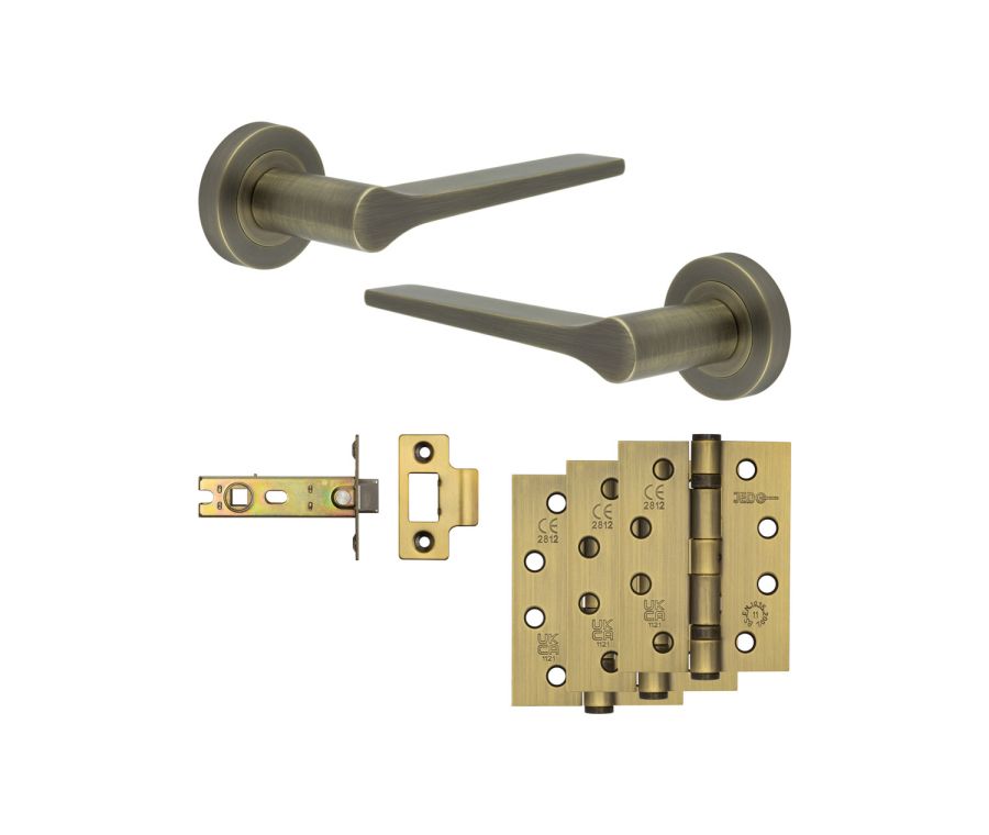 Jedo Antique Brass Gio Door Handle Pack | Internal Doors |   JE-E3A-AB