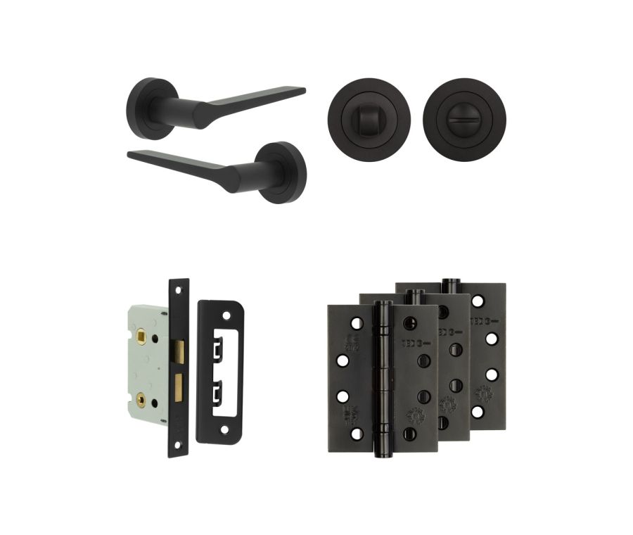 Jedo Black Gio Door Handle Pack | Bathroom |  JE-E5A3-MB