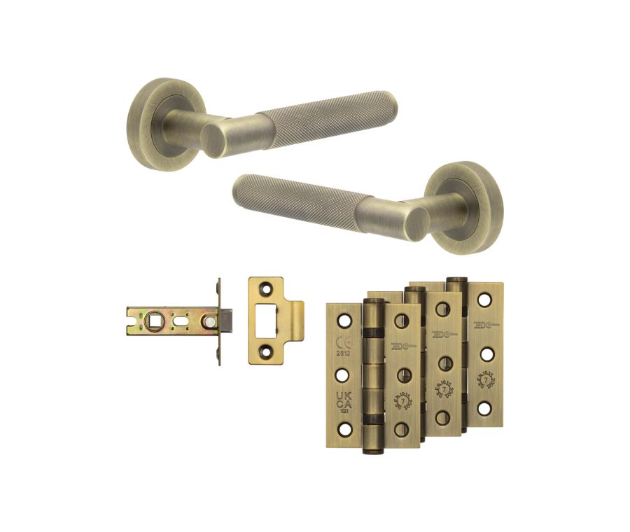 Jedo Antique Brass Venice Door Handle Pack | Internal Doors |  JE-F1B-AB
