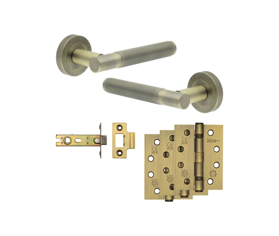 Jedo Antique Brass Venice Door Handle Pack | Internal Doors |  JE-F3A-AB