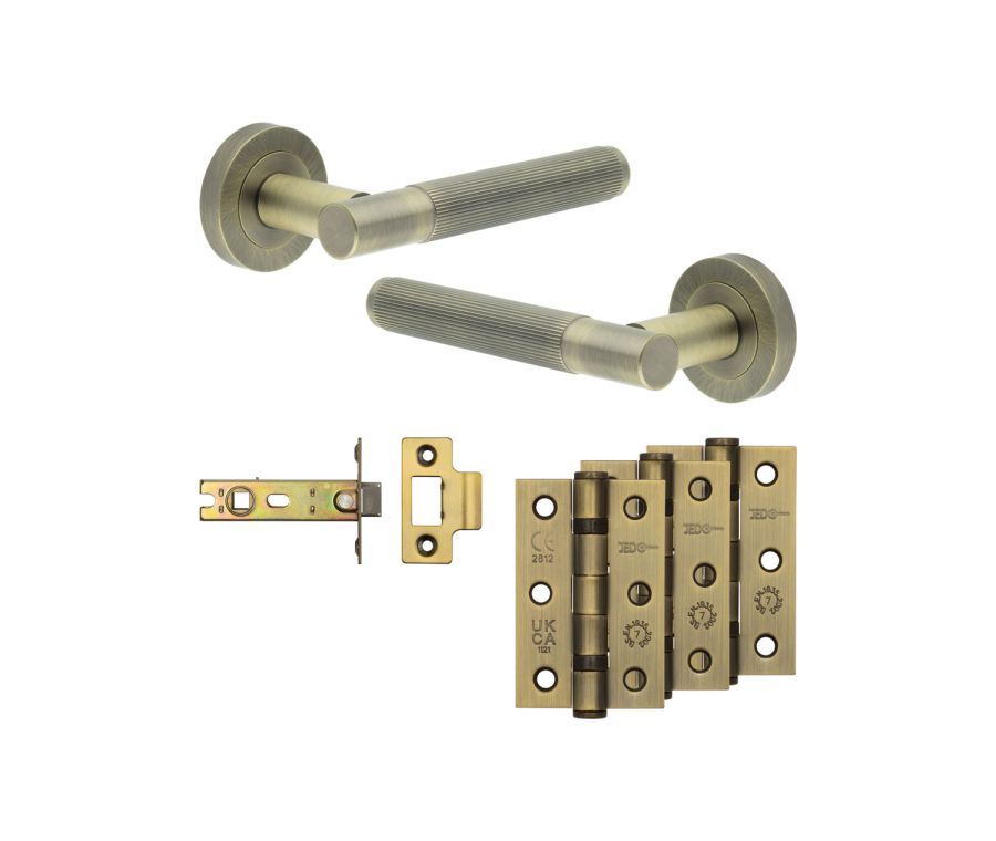 Jedo Antique Brass Venice Door Handle Pack | Internal Doors |  JE-F3B-AB