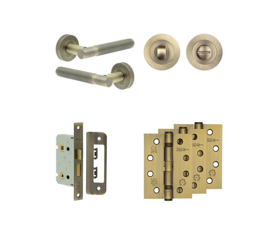 Jedo Antique Brass Venice Door Handle Pack | Bathroom |  JE-F5A3-AB
