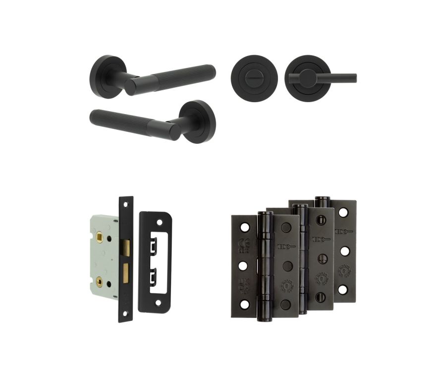 Jedo Black Venice Door Handle Pack | Bathroom |  JE-F5B2-MB