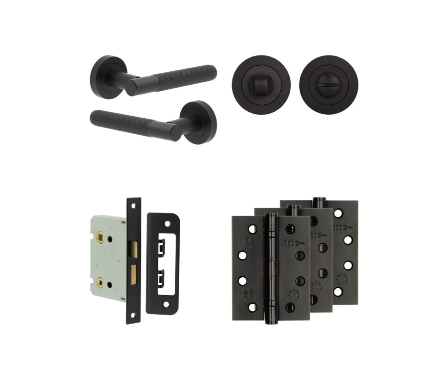 Jedo Black Venice Door Handle Pack | Bathroom |  JE-F6A3-MB