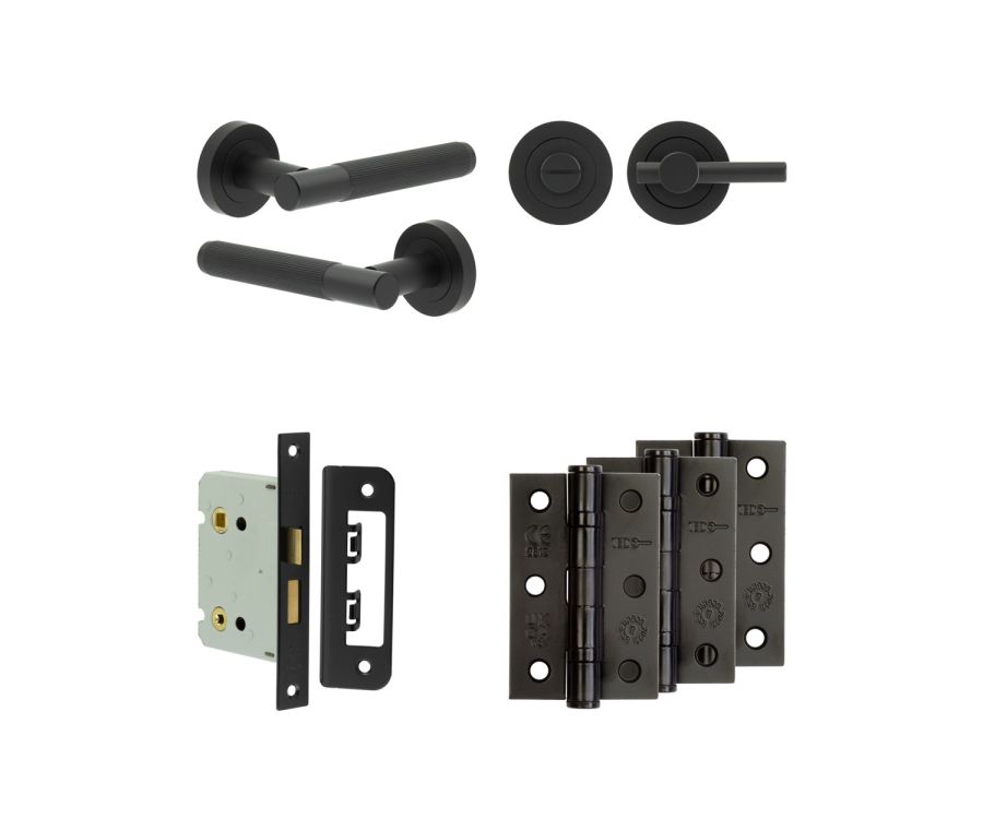 Jedo Black Venice Door Handle Pack | Bathroom |  JE-F6B2-MB