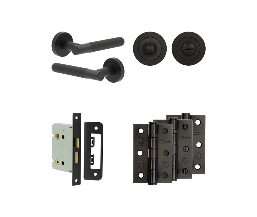 Jedo Black Venice Door Handle Pack | Bathroom |  JE-F6B3-MB