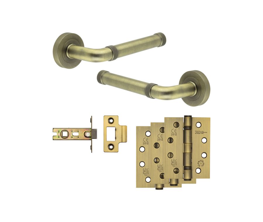 Jedo Antique Brass Midtown Door Handle Pack | Internal Doors | JE-G1A-AB