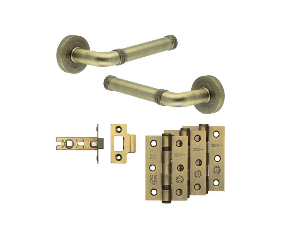 Jedo Antique Brass Midtown Door Handle Pack | Internal Doors | JE-G1B-AB