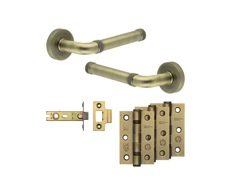 Jedo Antique Brass Midtown Door Handle Pack | Internal Doors | JE-G3B-AB
