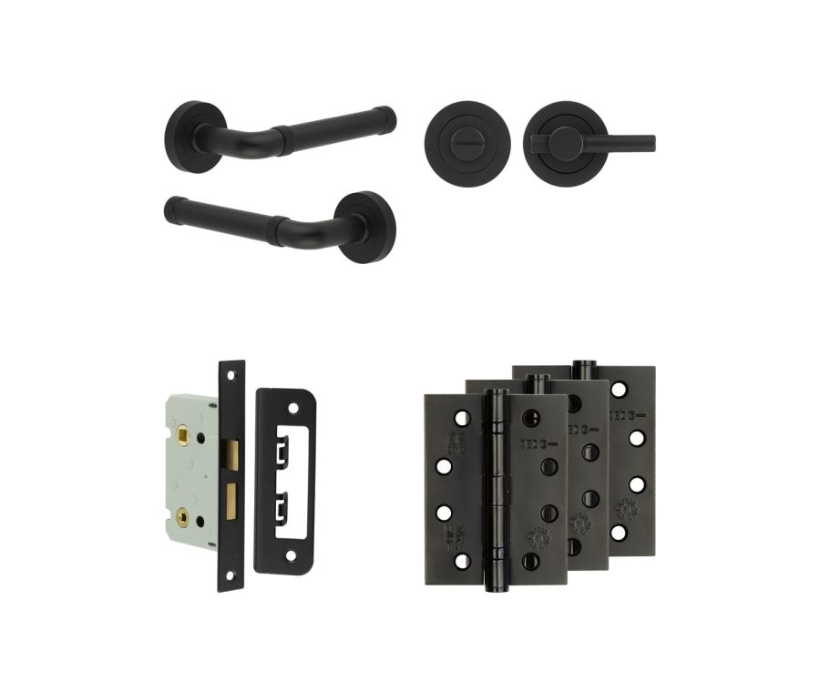 Jedo Black Midtown Door Handle Pack | Bathroom | JE-G5A1-MB