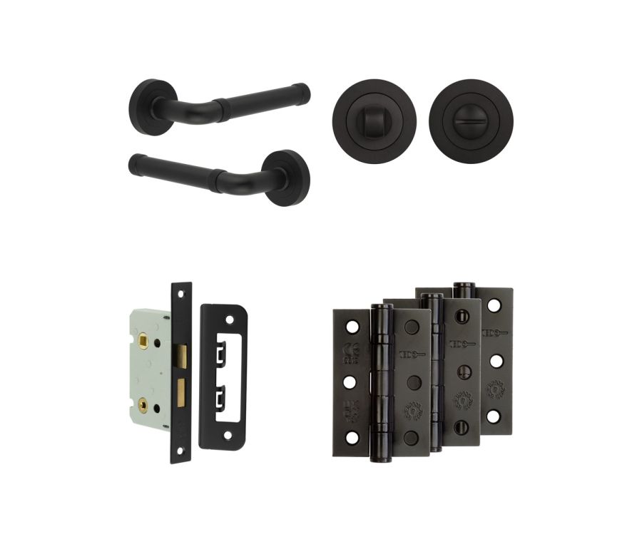 Jedo Black Midtown Door Handle Pack | Bathroom |  JE-G5B3-MB