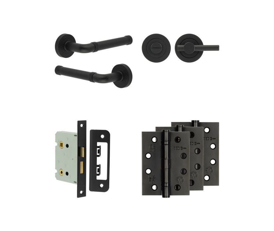 Jedo Black Midtown Door Handle Pack | Bathroom |  JE-G6A2-MB