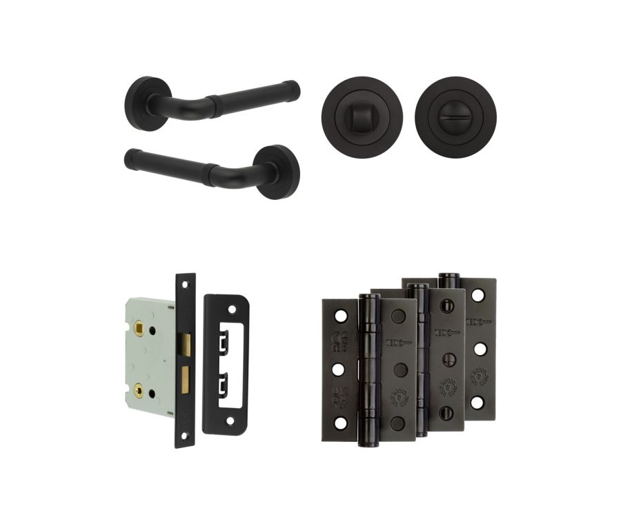 Jedo Black Midtown Door Handle Pack | Bathroom |  JE-G6B3-MB