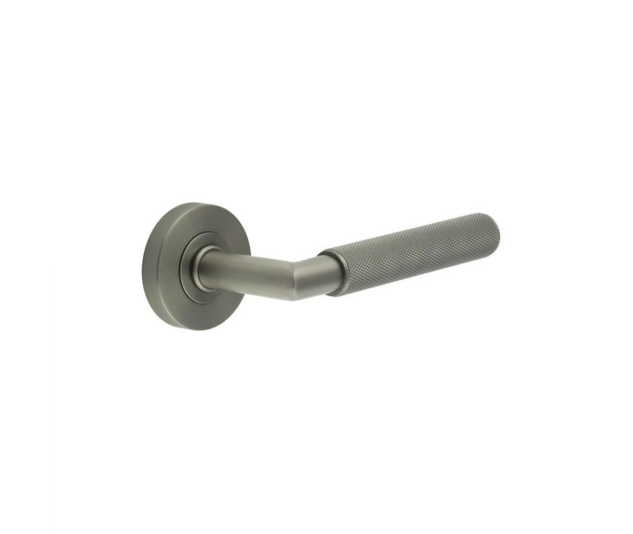 Frelan GM Mitred Diamond Knurled Lever on Round Rose 316g PVD