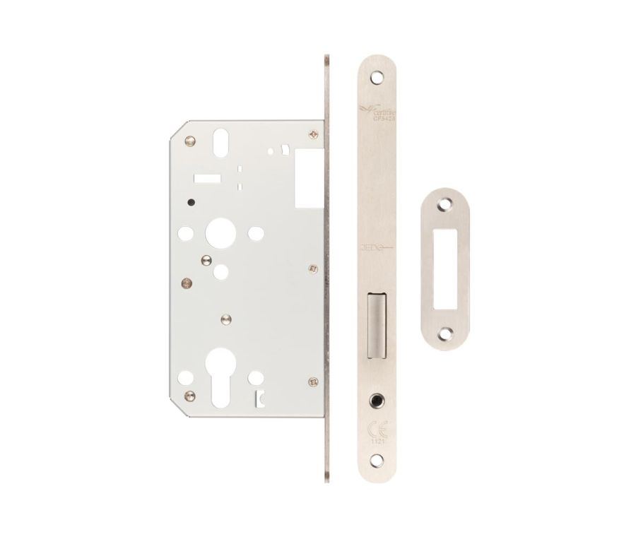 72mm Satin Stainless Steel Din Euro Deadlock Radiused 60mm Backset