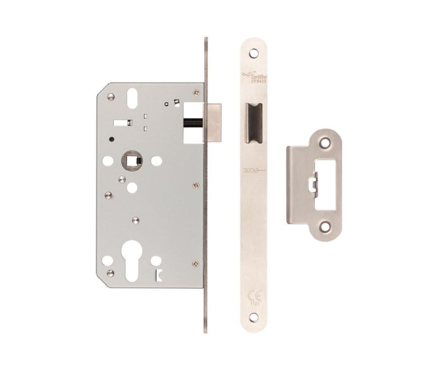72mm Satin Stainless Steel Din Euro Latch Radiused 60mm Backset