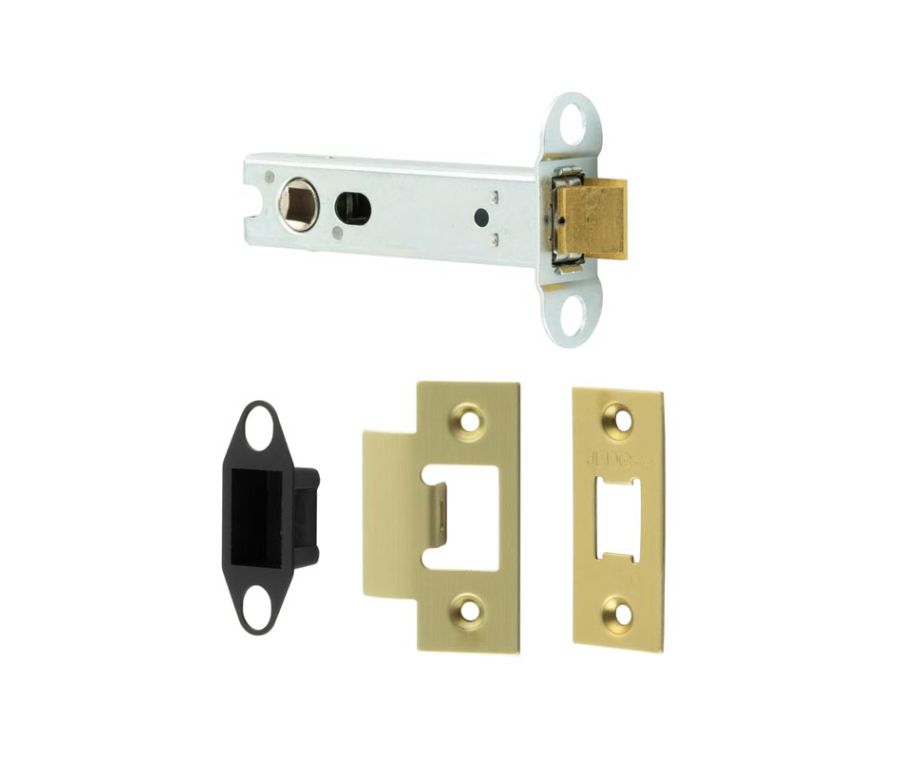 Frelan 102mm Satin Brass heavy duty tubular latch | HDT102SB