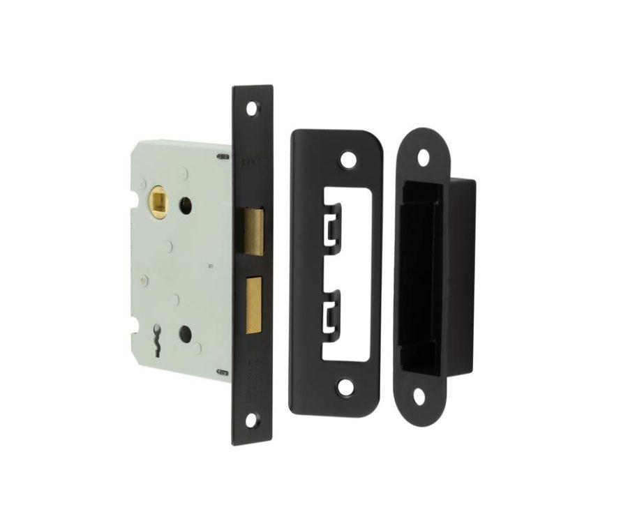 Frelan 76mm BL 2/L sashlock square forend & radiused strike plate