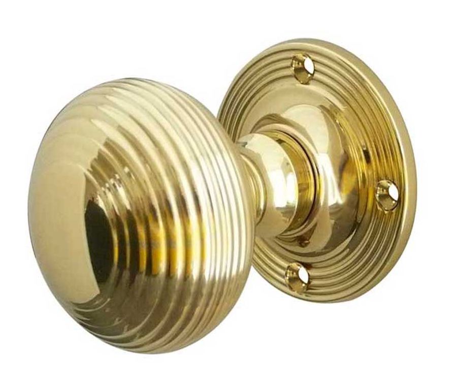 Frelan PB Reeded mortice knob