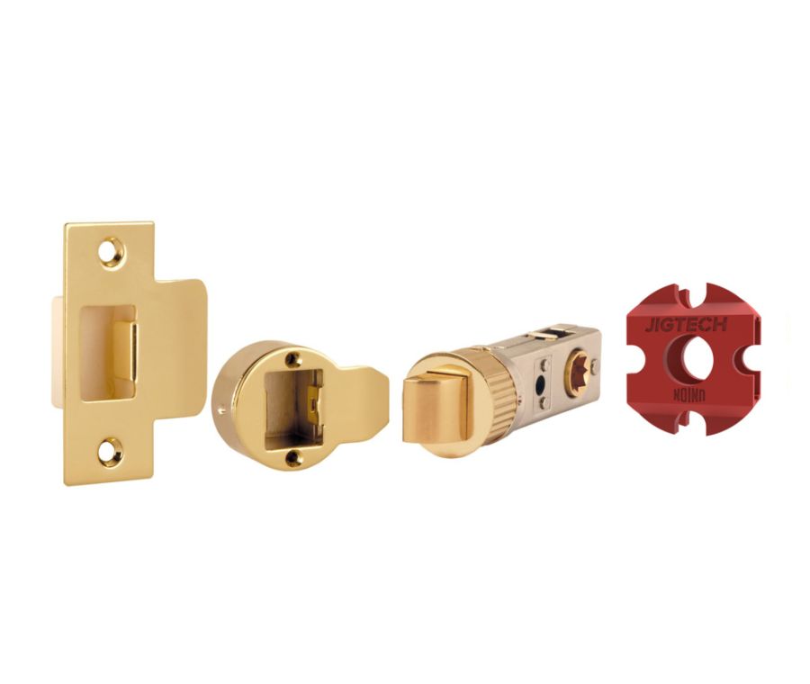 Polished Brass 57mm Smart Passage Latch - JIGTECH - CE/Fire Rated  |  JTL4420-F