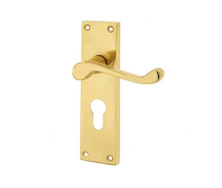 Frelan 153x41mm PB Euro scroll lever lock